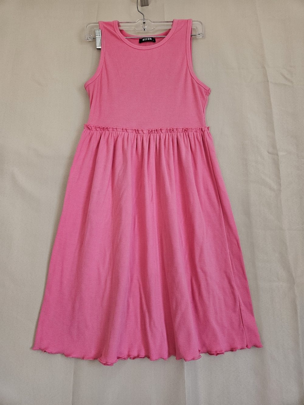 Women's Sleeveless Midi Dress in Bright Pink